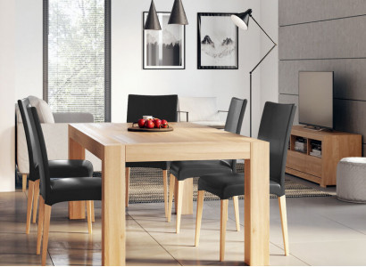 Dining set real wood solid wood table + 6 chairs dining ensemble solid wood